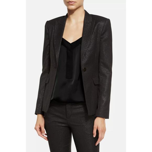 ATM Anthony Thomas Mejillo Black Metallic Sparkle Schoolboy Blazer Jacket Size 6 - Picture 1 of 16